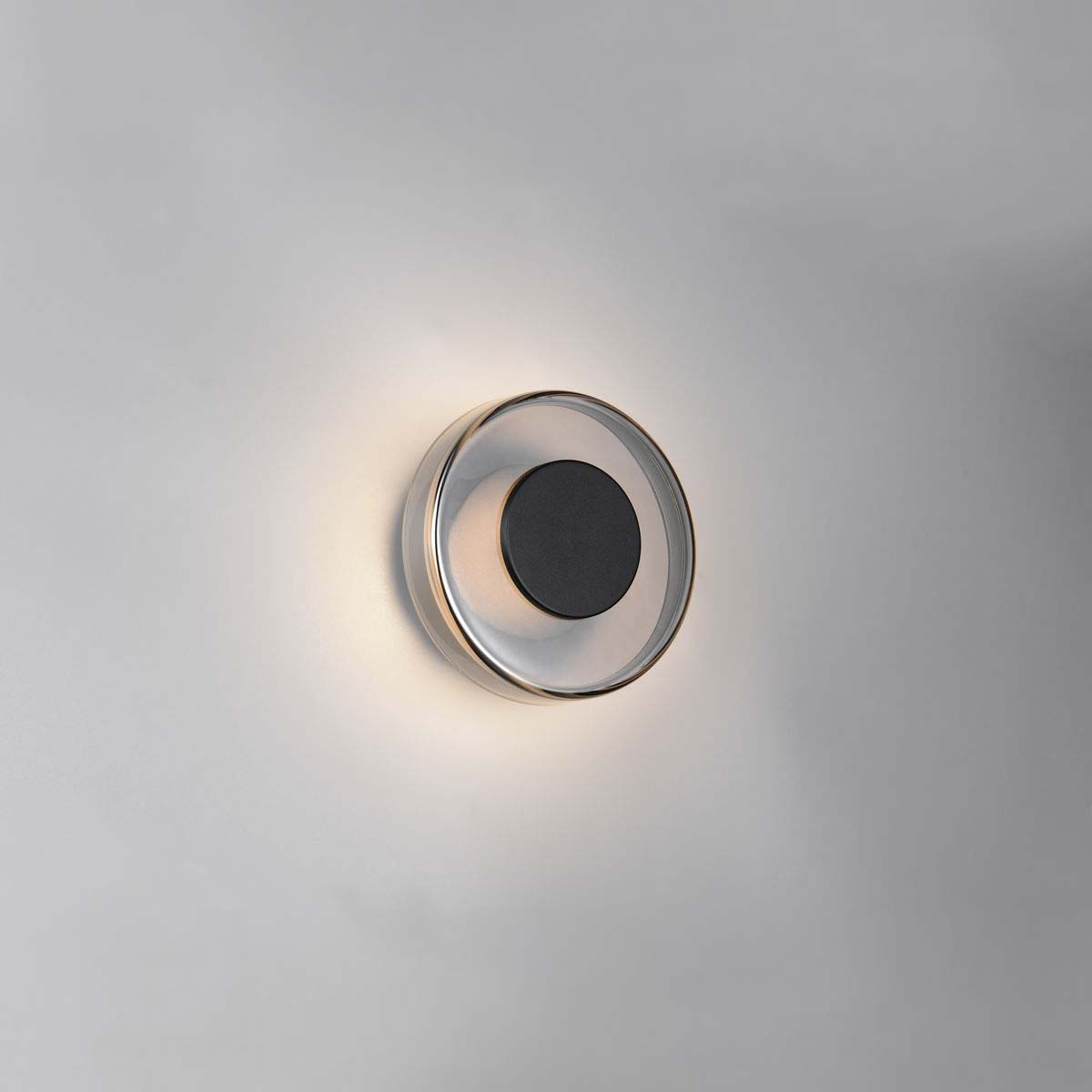 LED Wandleuchte, Rund, Schwarz, Metall, IP20, Dimmbar, 22 cm Durchmesser, 3000 K1100 LM, 10 W. LED Technik, 30.000 Stunden Lebensdauer