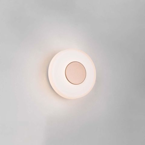 LED Wandleuchte, Metall, Glas, Coffee, Weiss, Switch Dimmer, 22 cm Ø