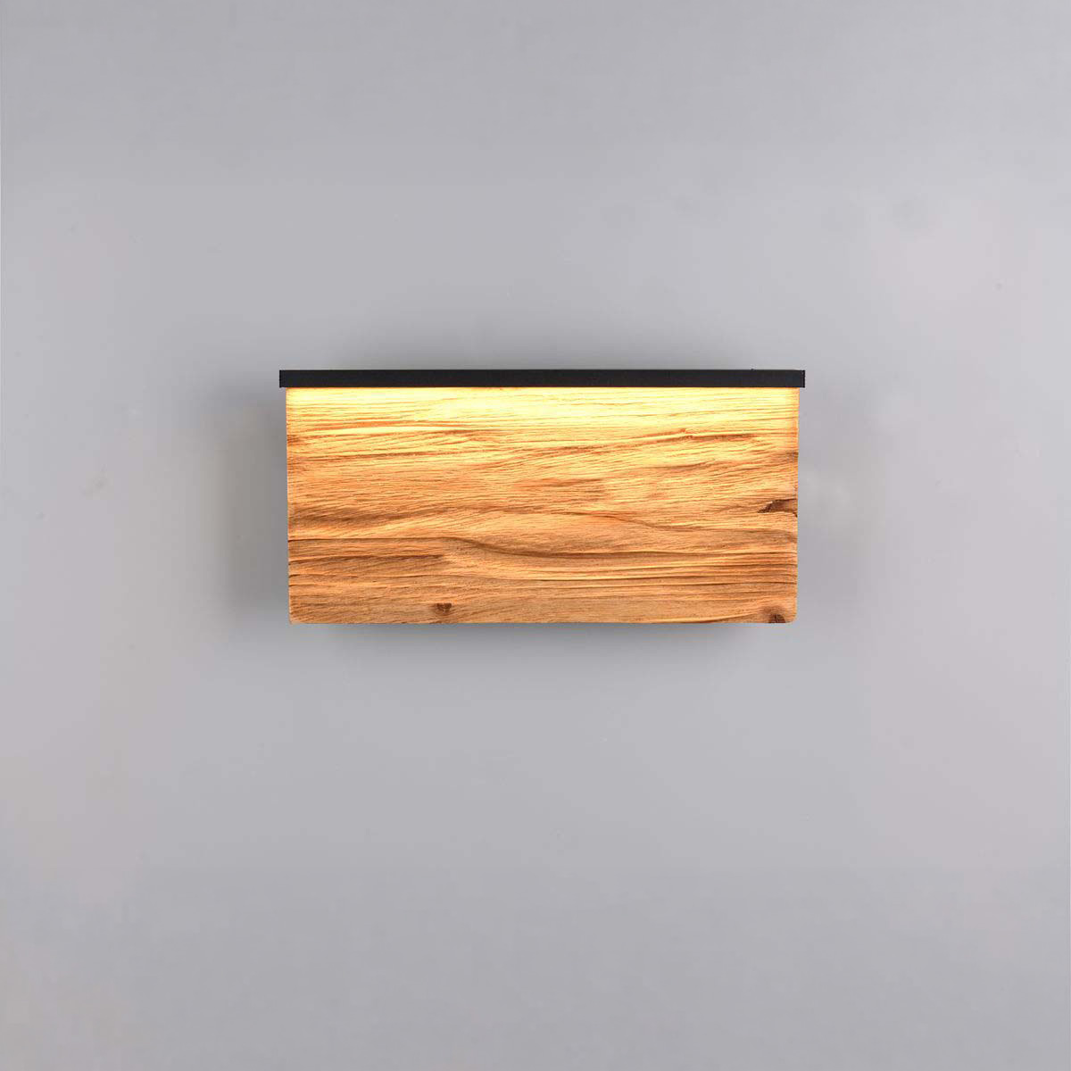 LED Wandleuchte, Braun, Rechteckig, Naturholz, Dimmbar, 1 Brennstelle, 13 Watt, 3000 Kelvin, 1450 Lumen, 30 cm Breite, 54000 Stunden