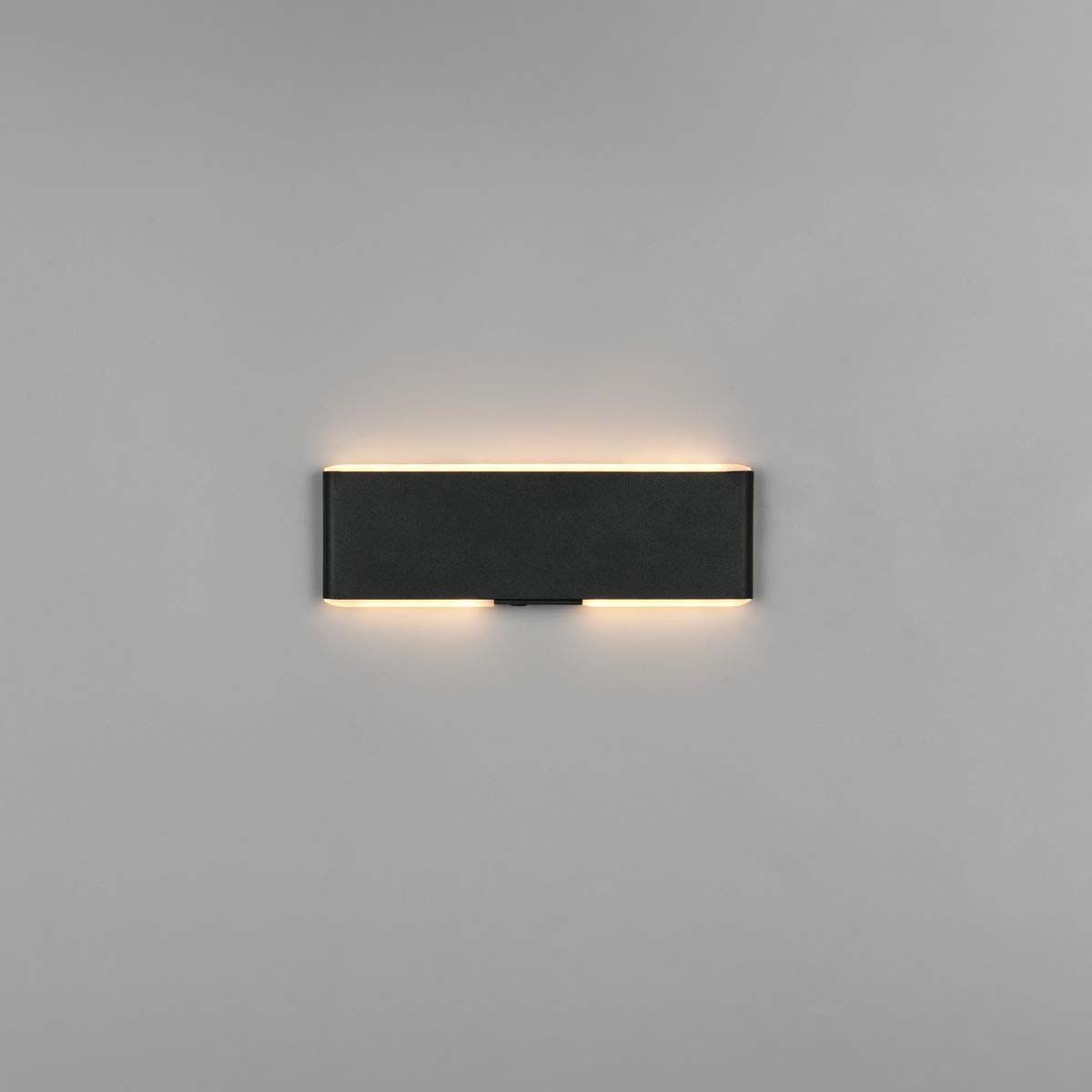 LED Wandleuchte, Schwarz, Rechteckig, Abgerundet, Metall, Up Downlight, 2700-6500 Lumen, Dimmbar, CCT, Memory Funktion