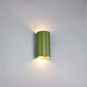 Wandleuchte, Metall, Grün, Up-Down-Beleuchtung, 18 cm Höhe
