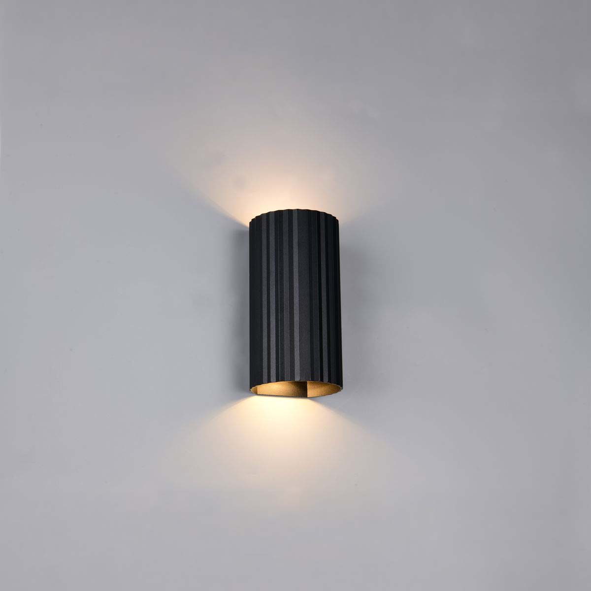 Wandleuchte, Metall, Schwarz, Up-Down-Beleuchtung, 18 cm Höhe