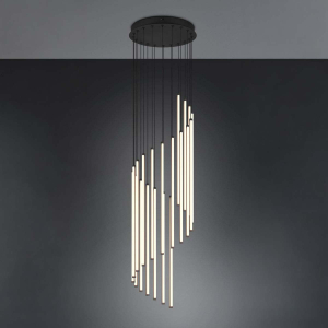 LED Pendelleuchte, Schwarz, Metall, Switch Dimmer, DipSwitch, 300 cm Höhe