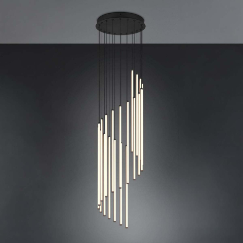 LED Pendelleuchte, Schwarz, Metall, Switch Dimmer, DipSwitch, 300 cm Höhe