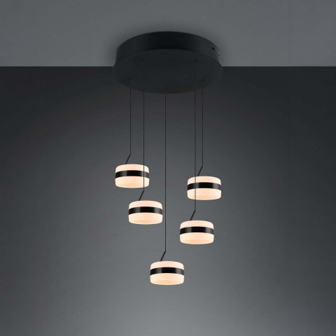 LED Pendelleuchte, Schwarz, CCT, Switch Dimmer, Höhe verstellbar, 45 cm Ø