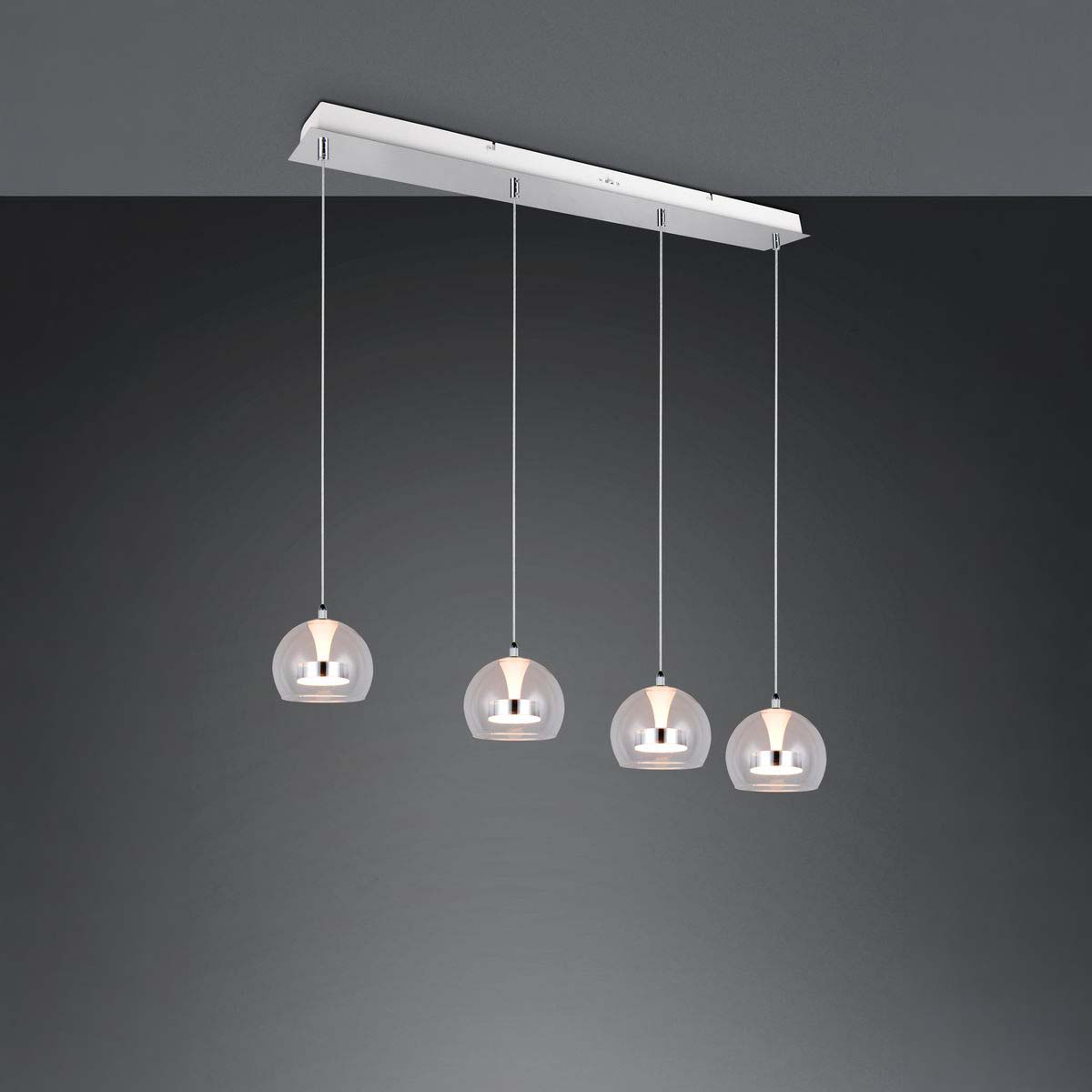 LED Pendelleuchte, Chrom, Switch Dimmer, CCT, 97 cm x 16 cm