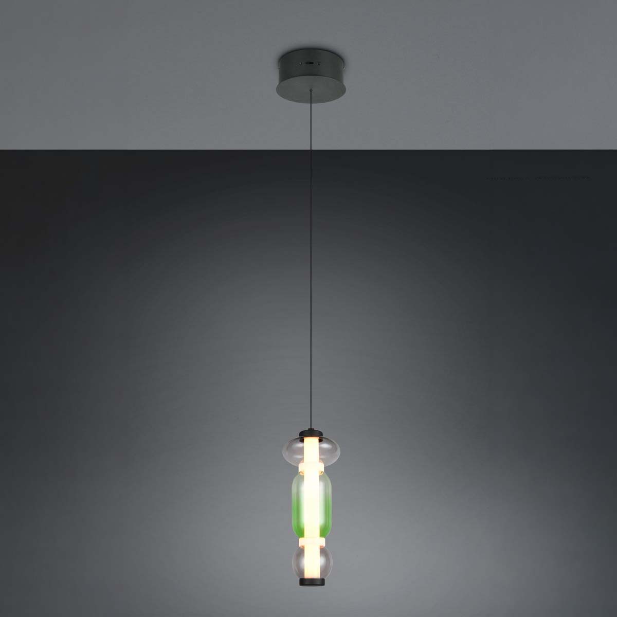 LED Pendelleuchte, Glas, CCT, Switch Dimmer, Höhe verstellbar, 16 cm Ø