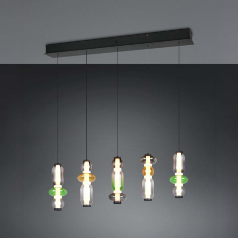 LED Pendelleuchte, Glas, CCT, Switch Dimmer, Höhe verstellbar, 100 cm x 12 cm