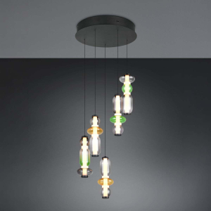 334330517_1LED Pendelleuchte, Bunt, Glas, Höhe verstellbar, CCT, Switch Dimmer, 42 cm Ø