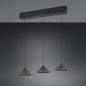 LED Pendelleuchte, Schwarz, CCT, Höhe verstellbar, 70 cm x 18 cm