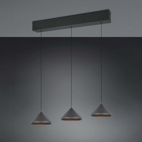 LED Pendelleuchte, Schwarz, CCT, Höhe verstellbar, 70 cm x 18 cm