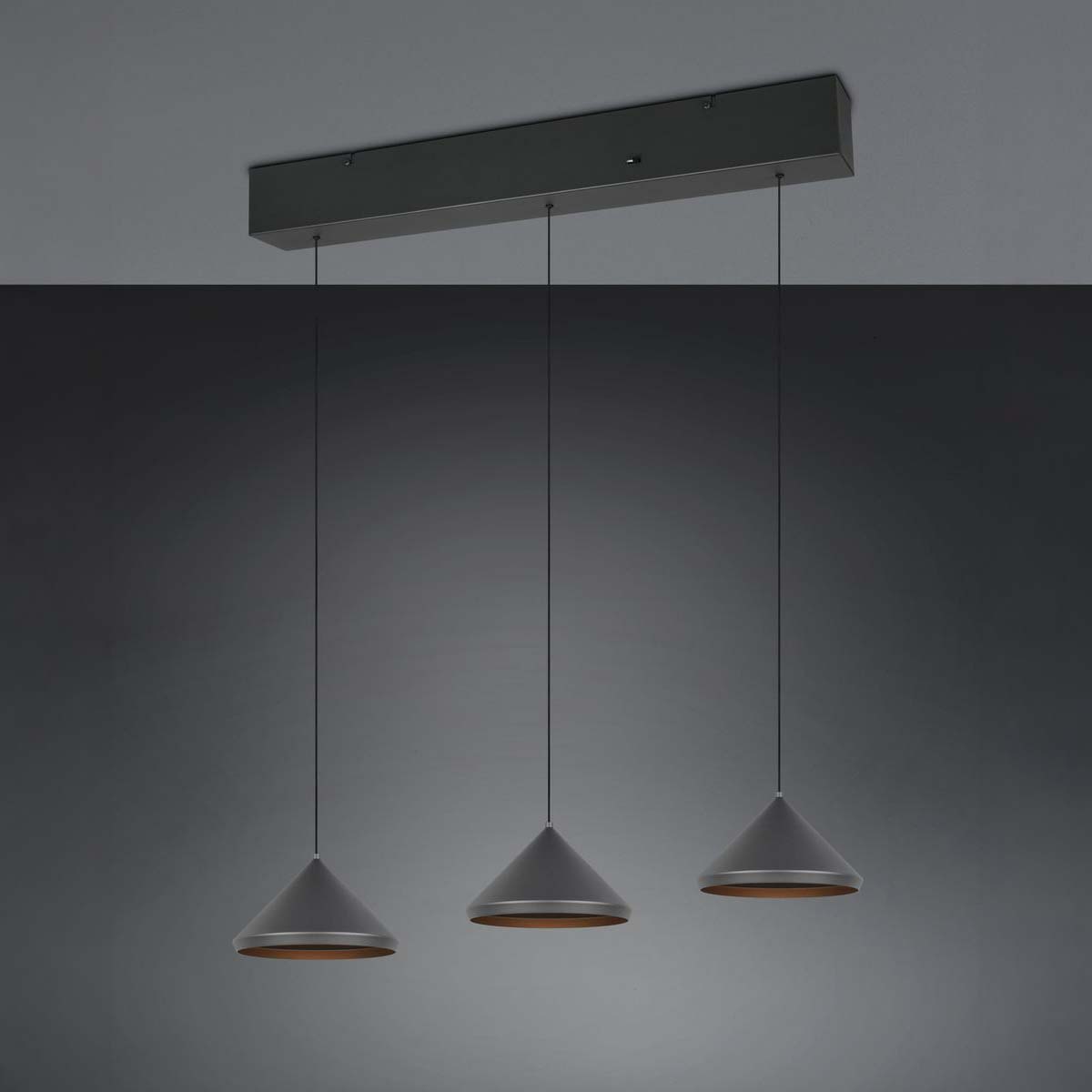 LED Pendelleuchte, Schwarz, CCT, Höhe verstellbar, 70 cm x 18 cm