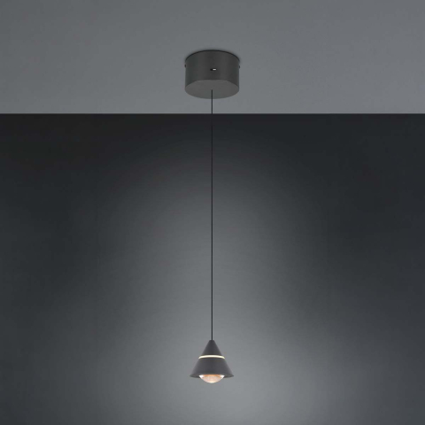 LED Pendelleuchte, Schwarz, Höhe verstellbar, CCT, 15 cm Ø
