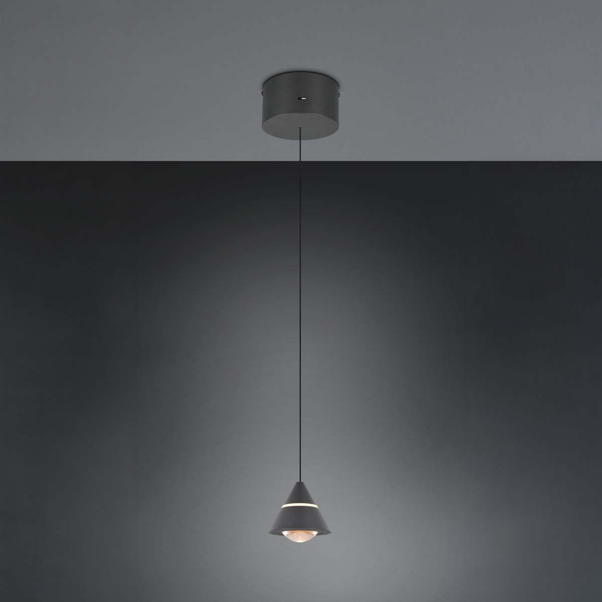 LED Pendelleuchte, Schwarz, Höhe verstellbar, CCT, 15 cm Ø