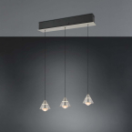 LED Pendelleuchte, 3 Strahler, Höhe verstellbar, CCT, 55 cm x 10 cm
