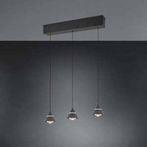 LED Pendelleuchte, Schwarz, 3 Strahler, Höhe verstellbar, CCT, 55 cm x 10 cm