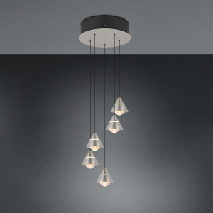 LED Pendelleuchte, Nickel, Höhe verstellbar, CCT, 28 cm Ø