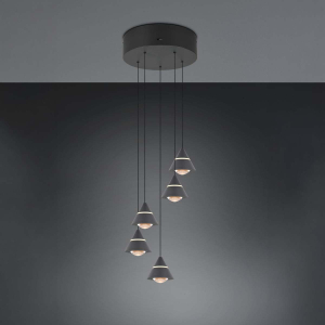 LED Pendelleuchte, Schwarz, Höhe verstellbar, CCT, 28 cm Ø