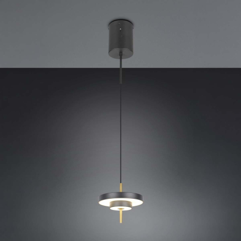 LED Pendelleuchte, Schwarz, Höhe anpassbar, Dimmer, CCT, 20 cm Ø