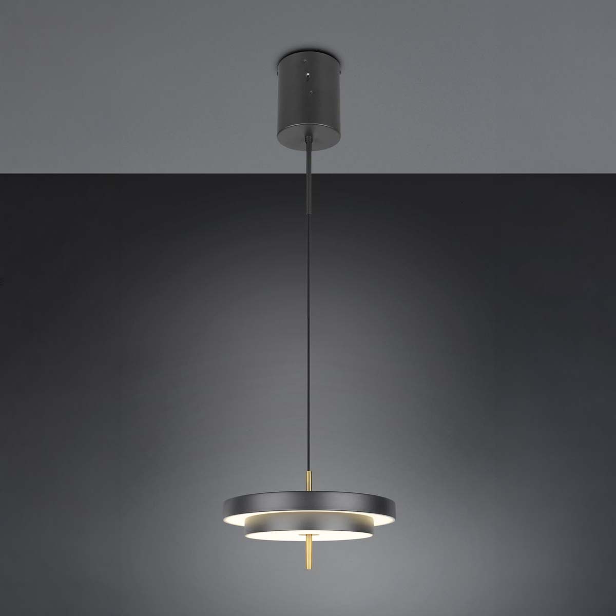 3LED Pendelleuchte, Schwarz, Höhe anpassbar, CCT, Switch Dimmer, 40 cm Ø