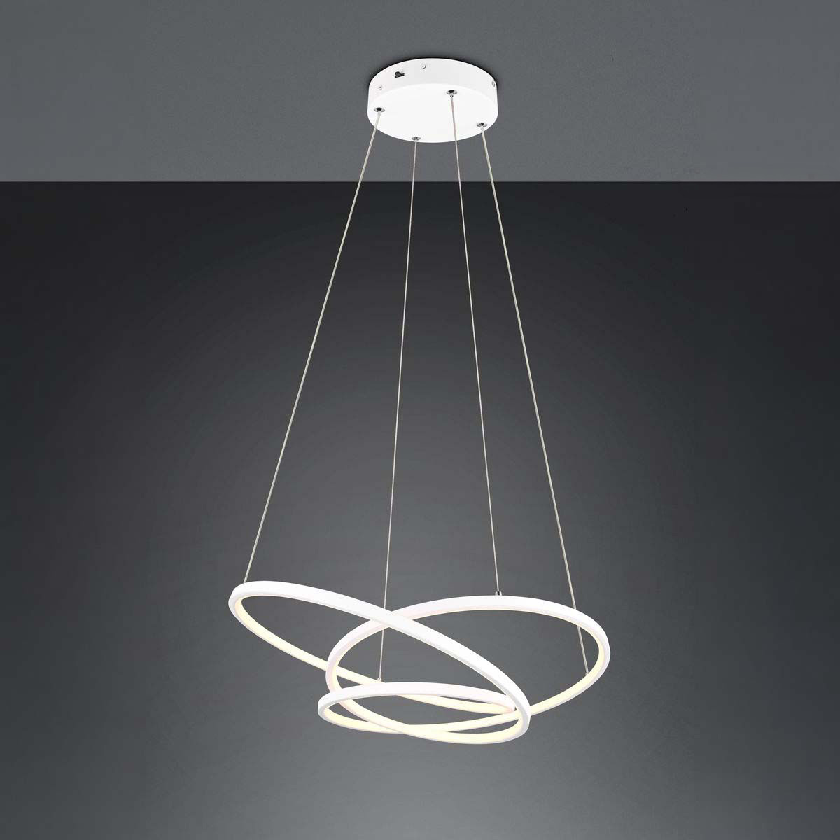 LED Pendelleuchte, Weiß, Höhe anpassbar, CCT, Switch Dimmer, 64 cm x 49 cm