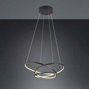 LED Pendelleuchte, Schwarz, Höhe anpassbar, CCT, Switch Dimmer, 64 cm x 49 cm
