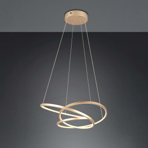 LED Pendelleuchte, Gold, Höhe anpassbar, CCT, Switch Dimmer, 64 cm x 49 cm