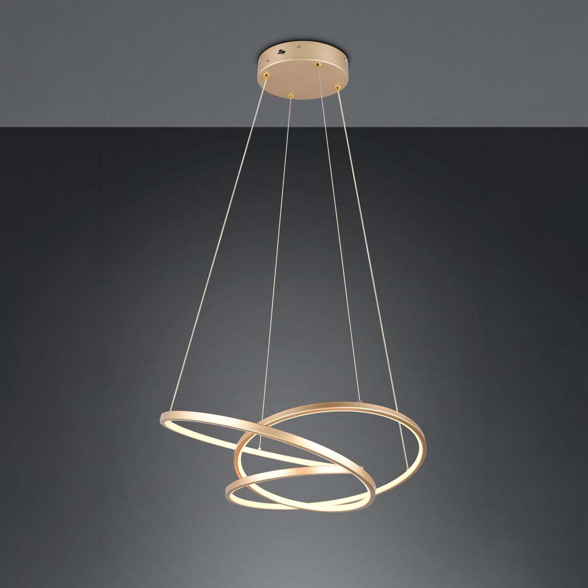 LED Pendelleuchte, Gold, Höhe anpassbar, CCT, Switch Dimmer, 64 cm x 49 cm