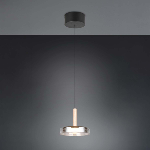 LED Pendelleuchte, Metall, Glas, Höhe verstellbar, Switch Dimmer, 22 cm Ø