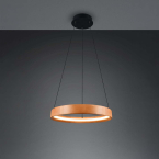 LED Pendelleuchte, Holz, Ring, Switch Dimmer, Höhe anpassbar, 50 cm Ø