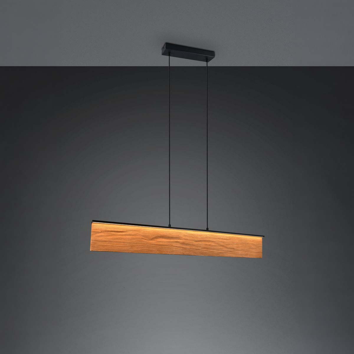 LED Pendelleuchte, Naturholz, Höhe anpassbar, Touch Funktion, 110 cm x 9 cm