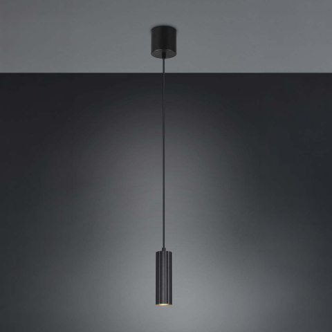 Pendelleuchte, Schwarz, Hakenbefestigung, Höhe verstellbar, 9 cm Ø
