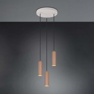 Pendelleuchte, Coffee, Grau, 3 Strahler, Höhe anpassbar, 28 cm Ø