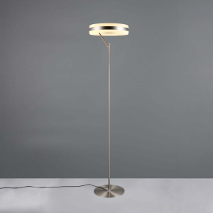 LED Stehleuchte, Rund, Nickel, Metall, Memory Funktion, Dimmbar, 21 Watt, 3000 Lumen, 40 cm Durchmesser, 180 cm Höhe, SMD-LED, IP20