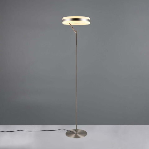 LED Stehleuchte, Rund, Nickel, Metall, Memory Funktion, Dimmbar, 21 Watt, 3000 Lumen, 40 cm Durchmesser, 180 cm Höhe, SMD-LED, IP20