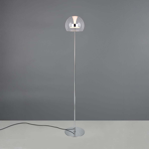 LED Stehleuchte, Glas, Chrom, CCT, Dimmer, Memory, 130 cm Höhe