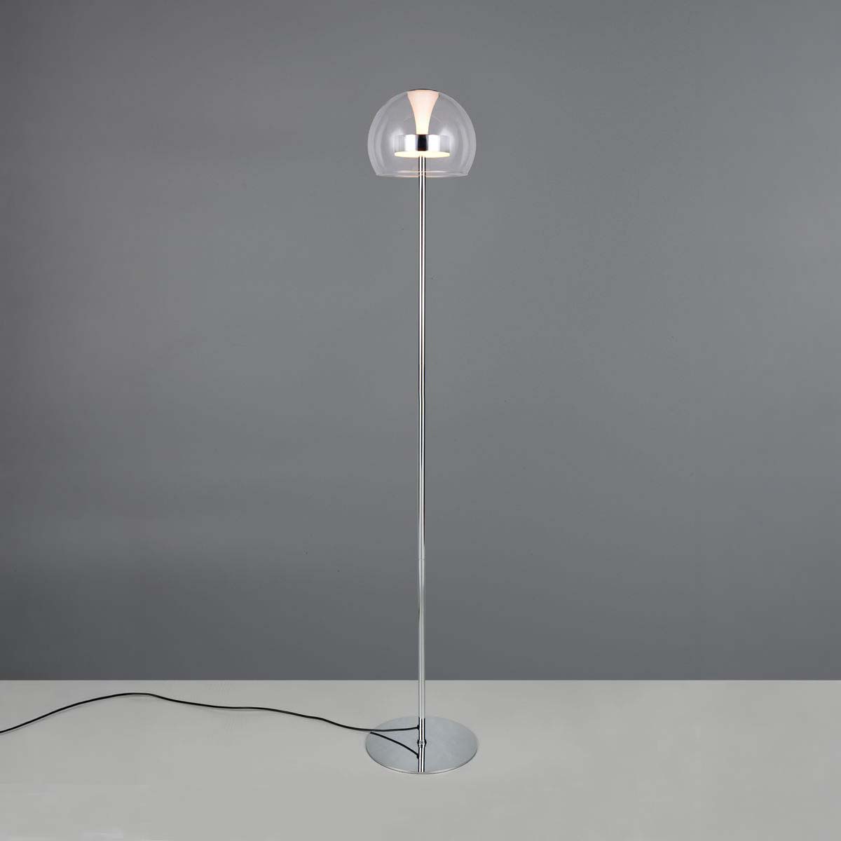 LED Stehleuchte, Glas, Chrom, CCT, Dimmer, Memory, 130 cm Höhe