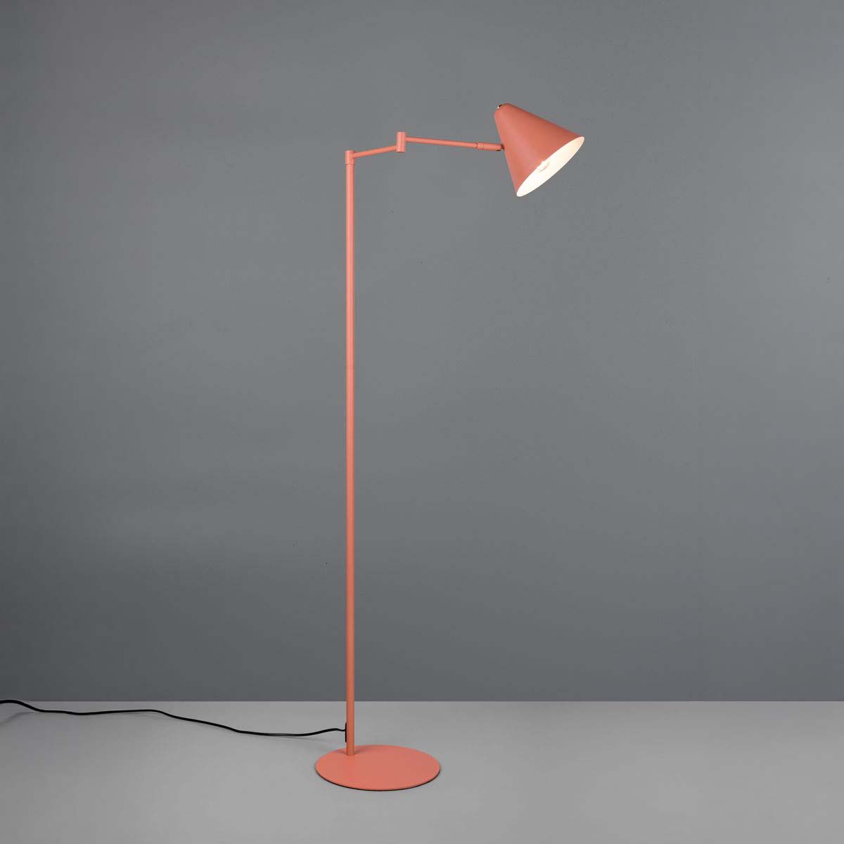 Stehleuchte, Metall, Apricot, Schwenkbar, Schalter, 127 cm Höhe