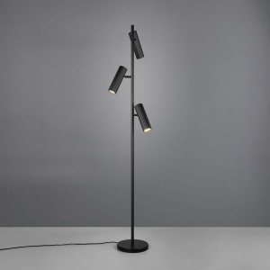 Stehleuchte, Metall, Schwarz, 3 Strahler, 150 cm Höhe