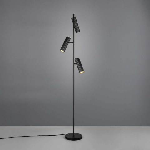 Stehleuchte, Metall, Schwarz, 3 Strahler, 150 cm Höhe