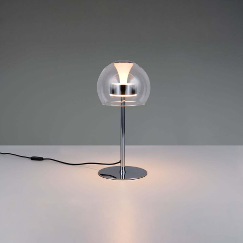 Tischleuchte, Chrom, Glas, CCT, Touch, Dimmer, Memory, 35 cm Höhe