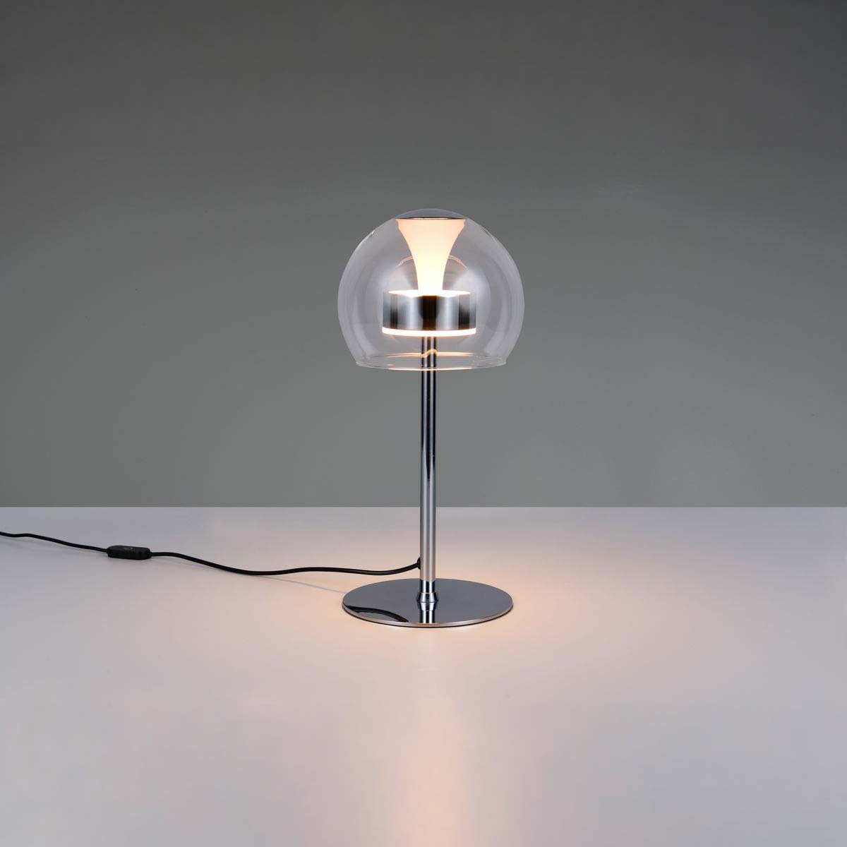 Tischleuchte, Chrom, Glas, CCT, Touch, Dimmer, Memory, 35 cm Höhe