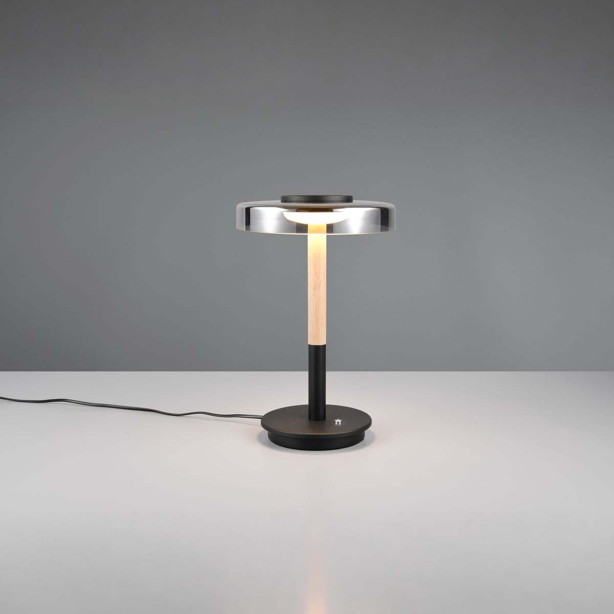 LED Tischleuchte, Schwarz, Glas, Dimmbar, Touch, 35 cm Höhe