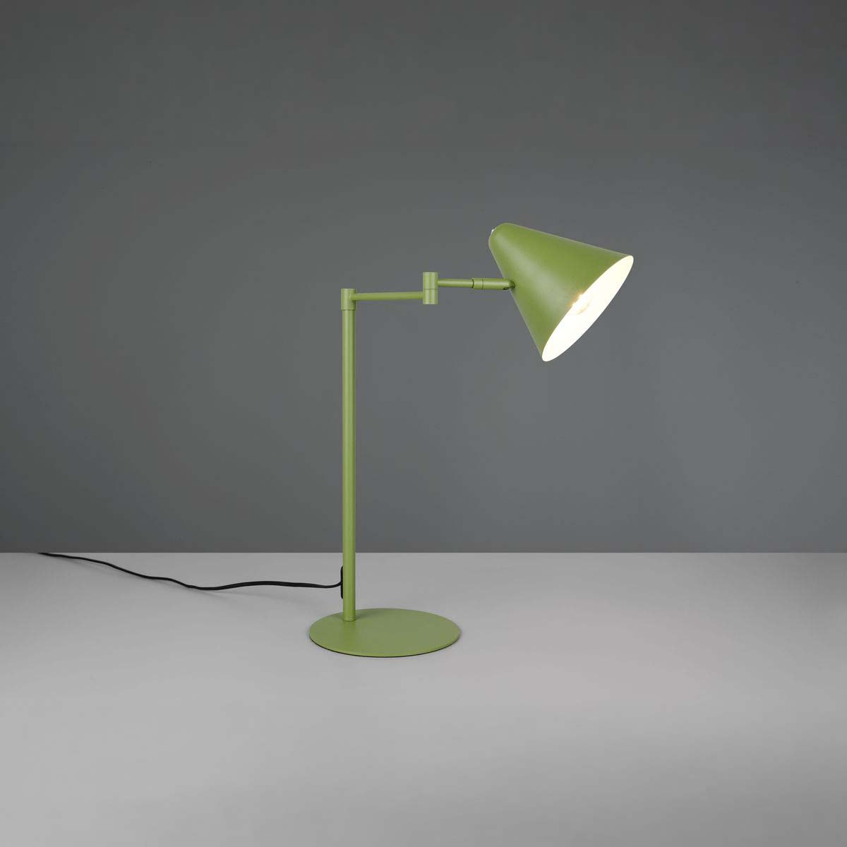Tischleuchte, Metall, Grün, Schwenkbar, Schalter, 51 cm Höhe