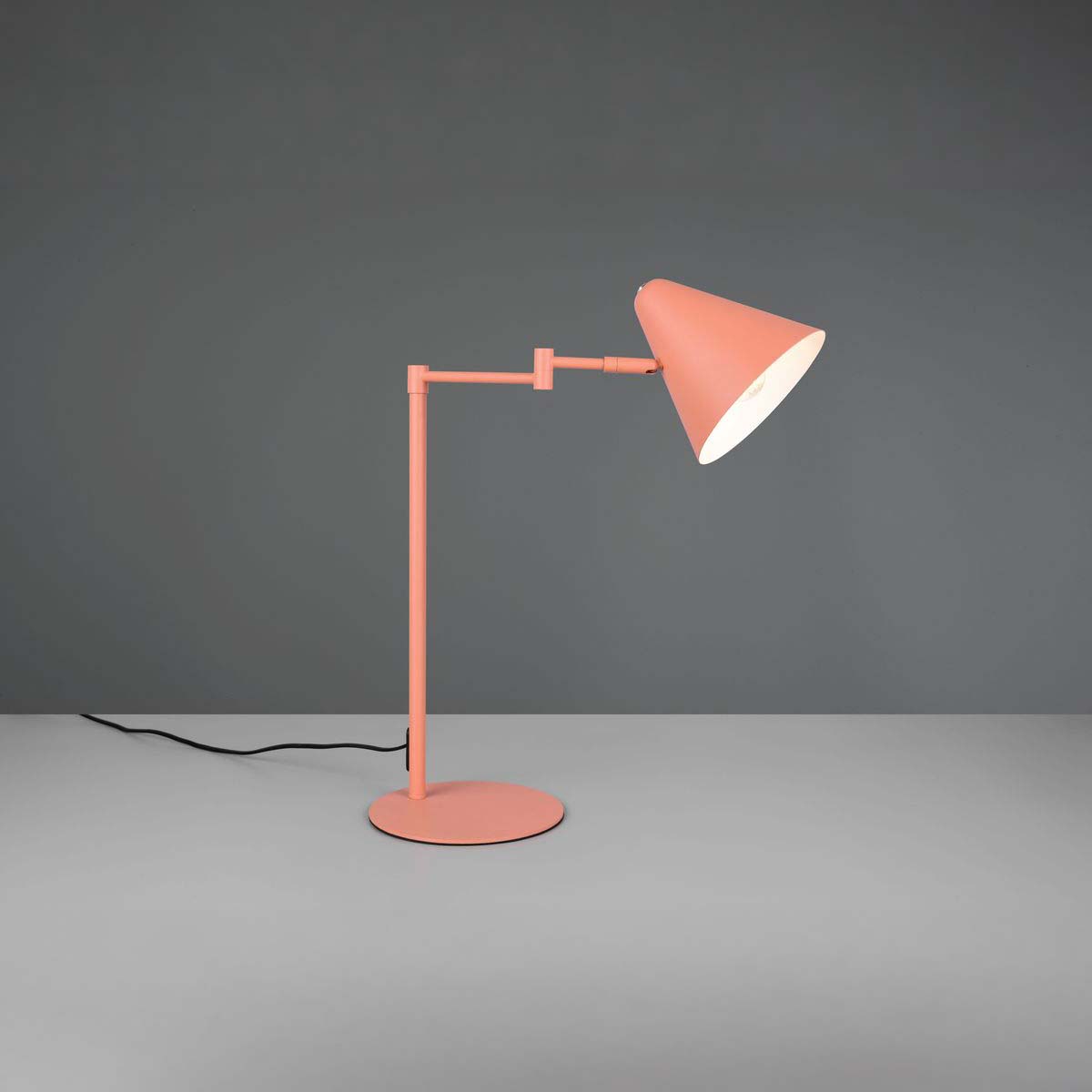 Tischleuchte, Metall, Apricot, Schwenkbar, Schalter, 51 cm Höhe