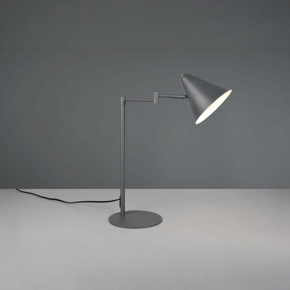 Tischleuchte, Anthrazit, Schwenkbar, Schalter, 51 cm Höhe