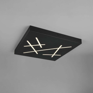 LED Deckenleuchte, Schwarz, Dimmer, CCT, Memory, Fernbedienung, 50 cm x 50 cm