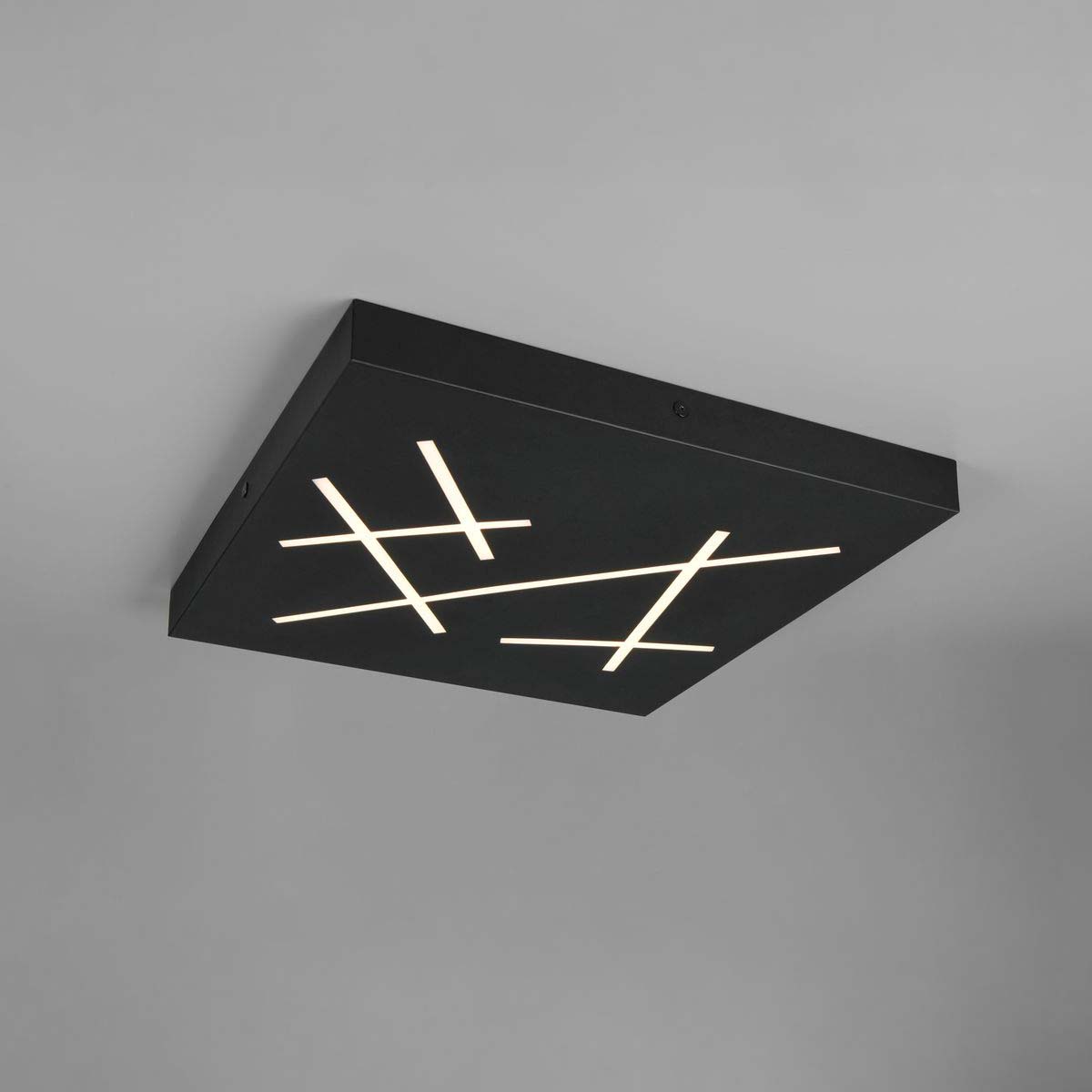 LED Deckenleuchte, Schwarz, Dimmer, CCT, Memory, Fernbedienung, 50 cm x 50 cm