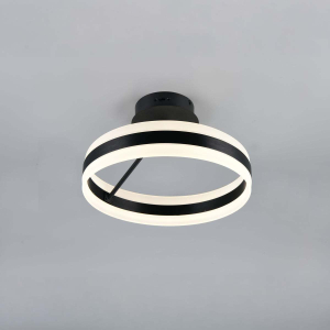 LED Deckenleuchte, Schwarz, Rund, 40 cm Ø, Dimmbar, Up-Downlight