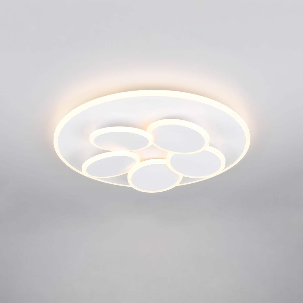 LED Deckenleuchte, Weiß, Fernbedienung, CCT, Dimmer, 49 cm Ø